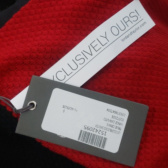 Vince Camuto Red & Black Oversized Longsleeve Top Size Small NWT - Picture 7 of 8